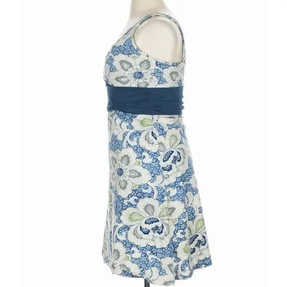 Patagonia Organic cototn Floral Dress XL Blue Green Wrap Bust Retro Boho - Picture 4 of 6